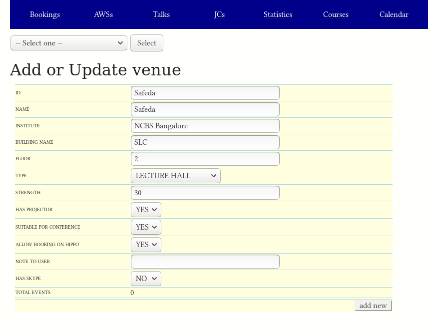 Add new venue